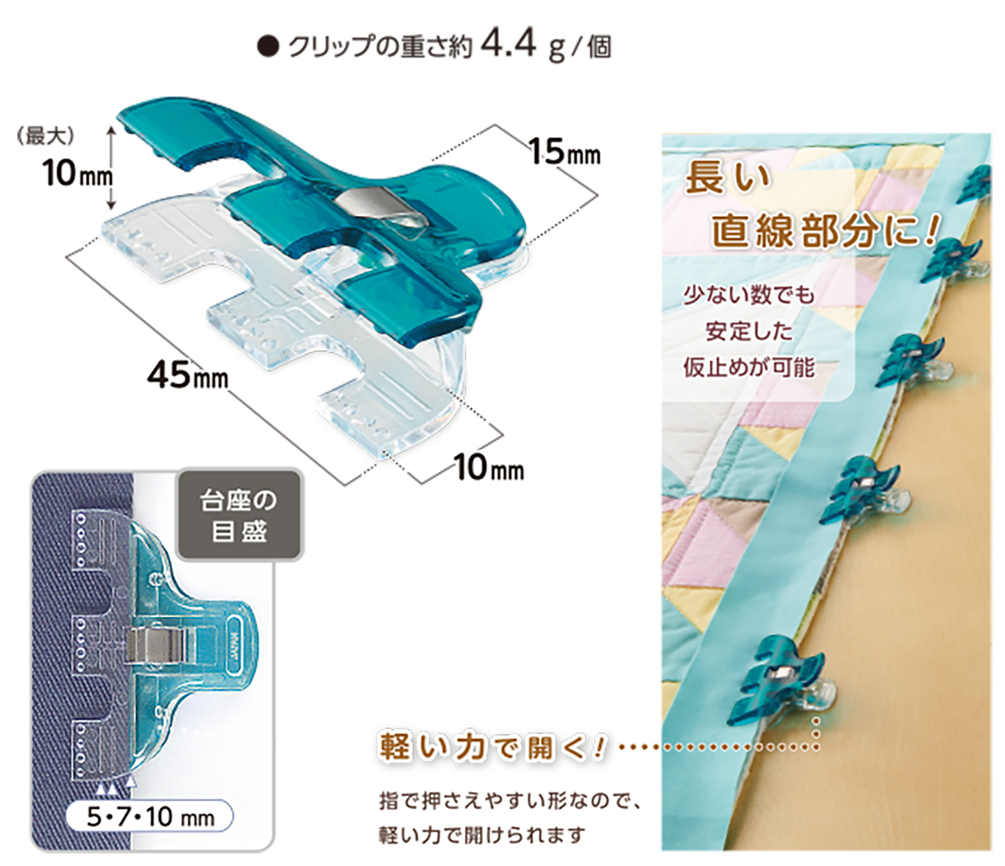 クリップの重さ約4.4g/個
