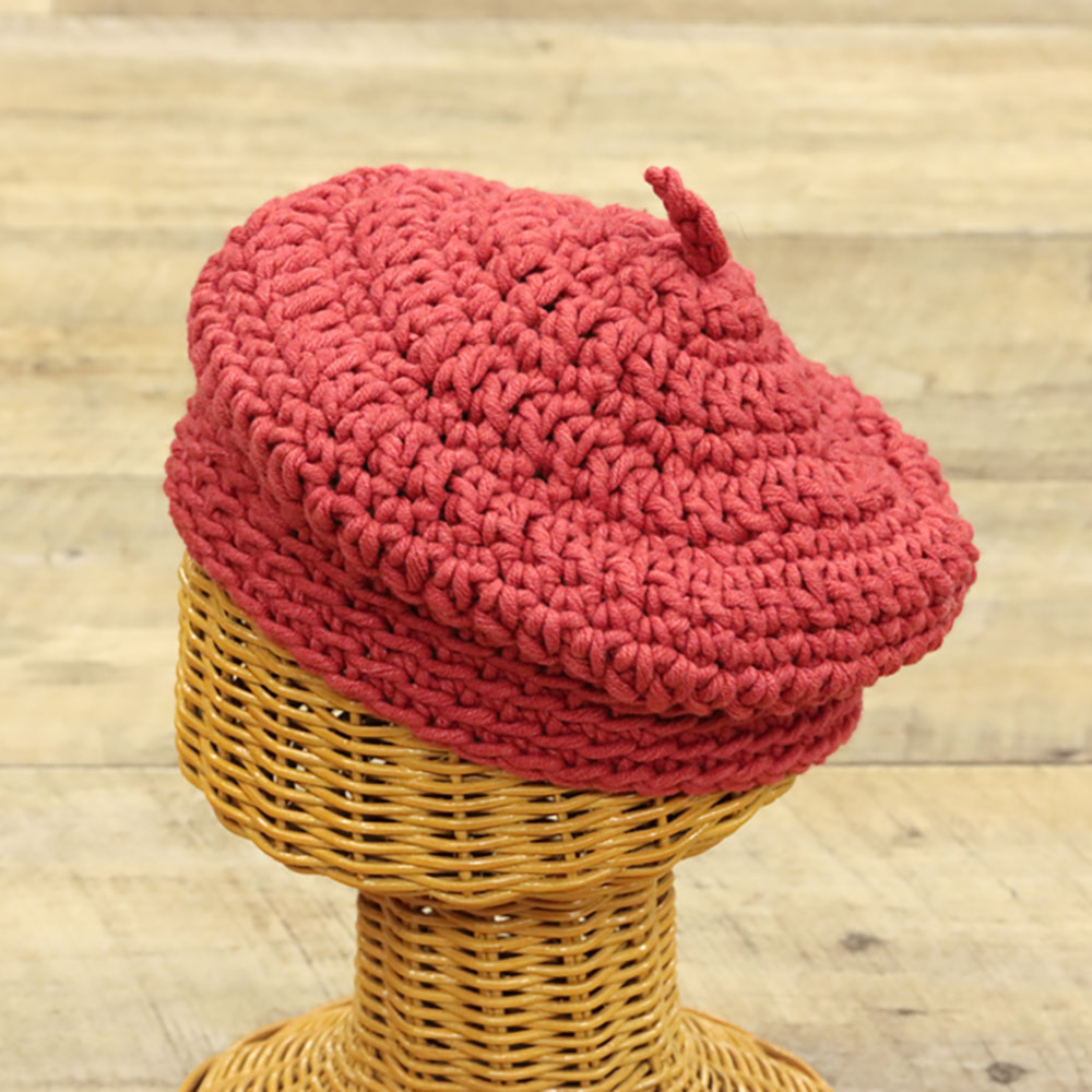 独特な ベレー帽 手編み ハンドメイド 387 - ハンチング/ベレー帽 