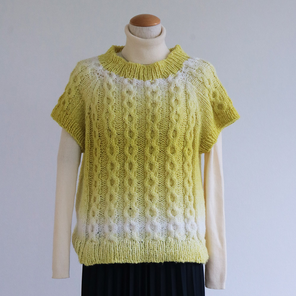 ランドスケープで編む トップダウンで編む半袖プル