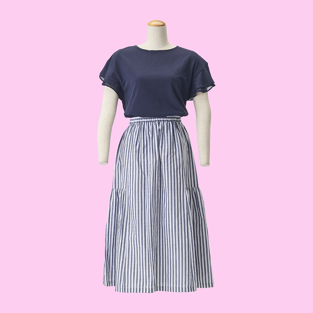 “直線縫いで作れる素敵なスカート”　サイドギャザースカート